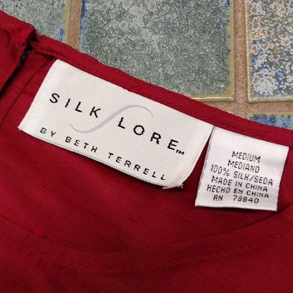 Silk 100% blouse dark red, size medium - Picture 3 of 4